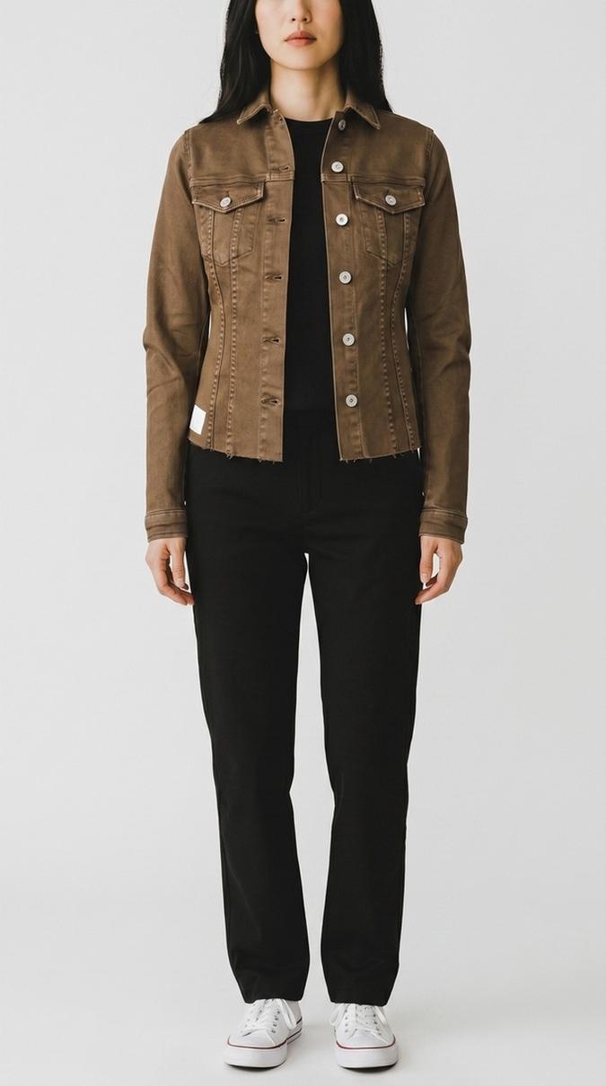 giubbotto donna in jeans tabacco 