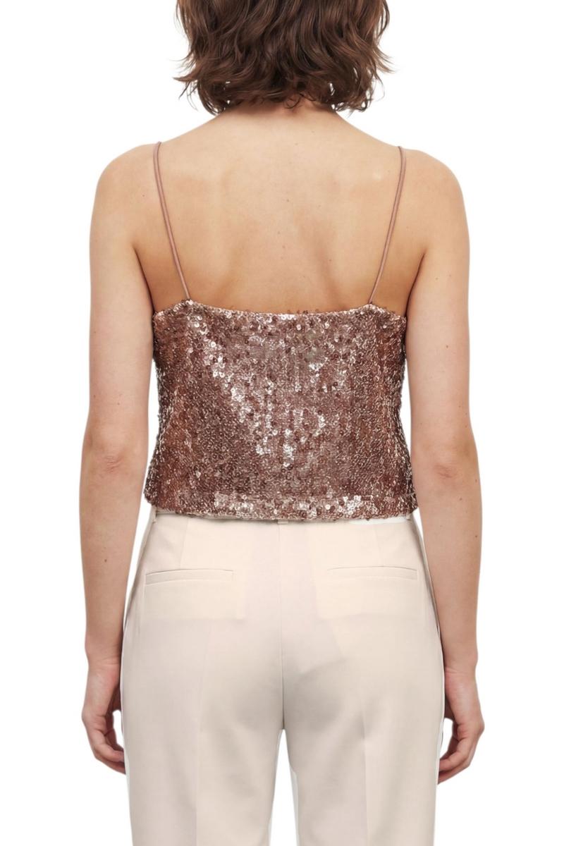 top donna con  paillettes cipria 