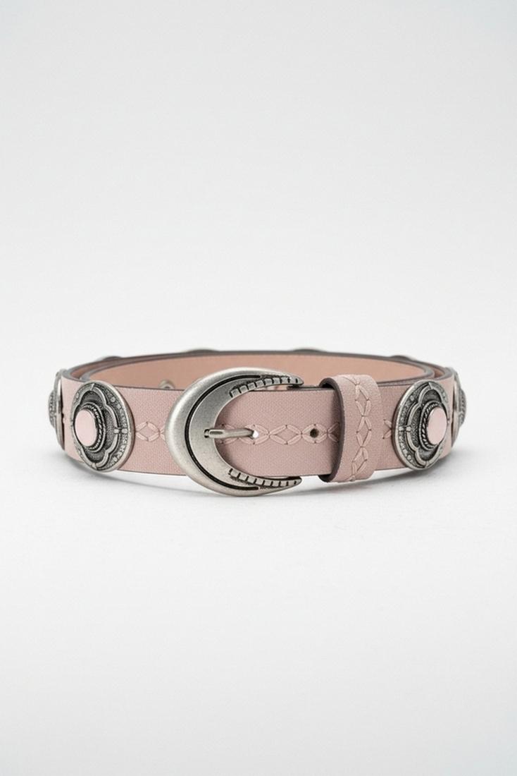 cintura donna rosa con borchie rosa 
