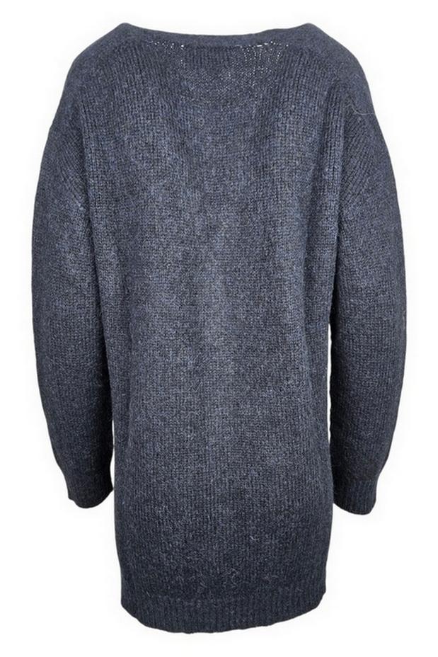 cardigan donna lungo in alpaca blu 