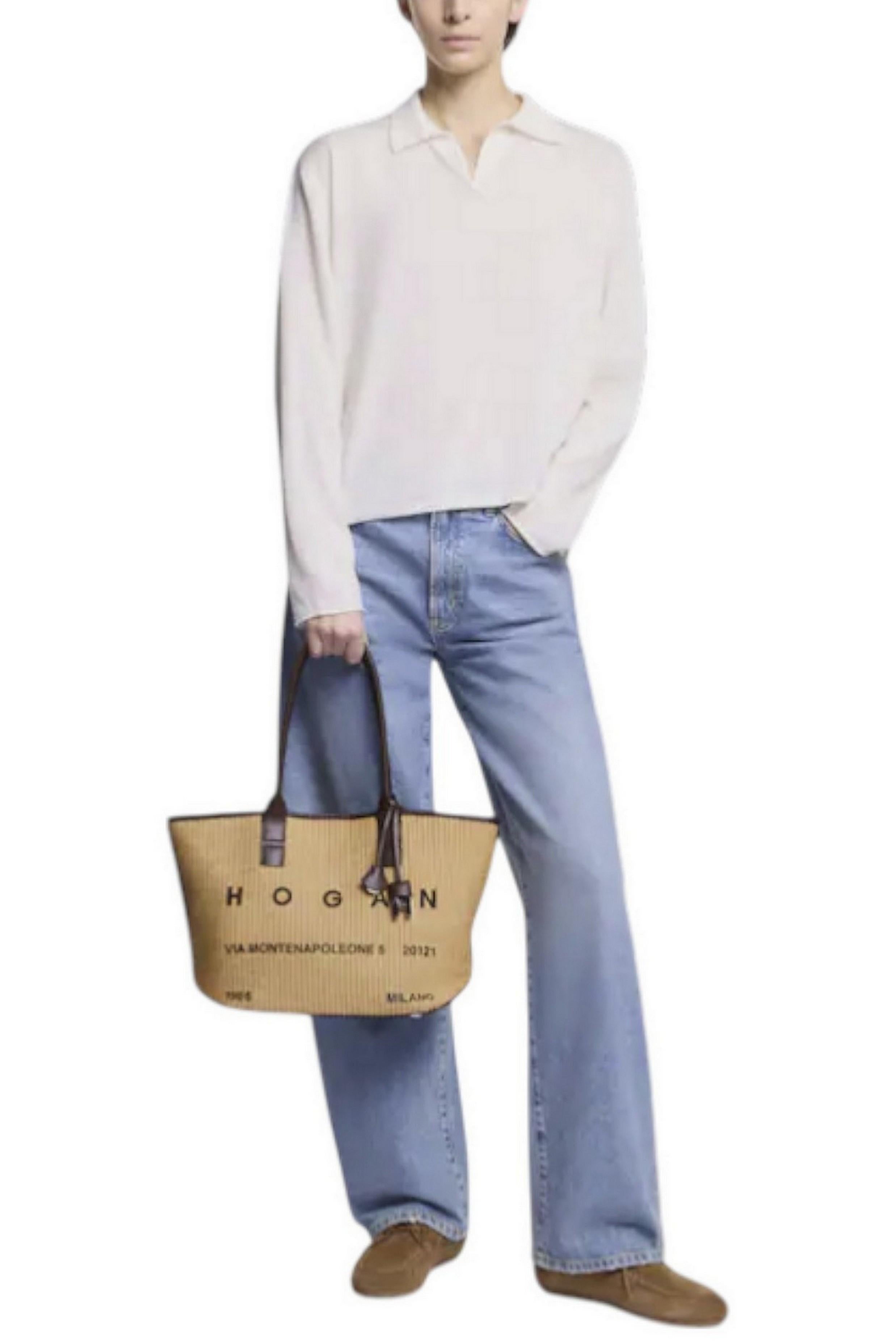Borsa donna Hogan Address Piccola<BR/>Marrone Avorio 