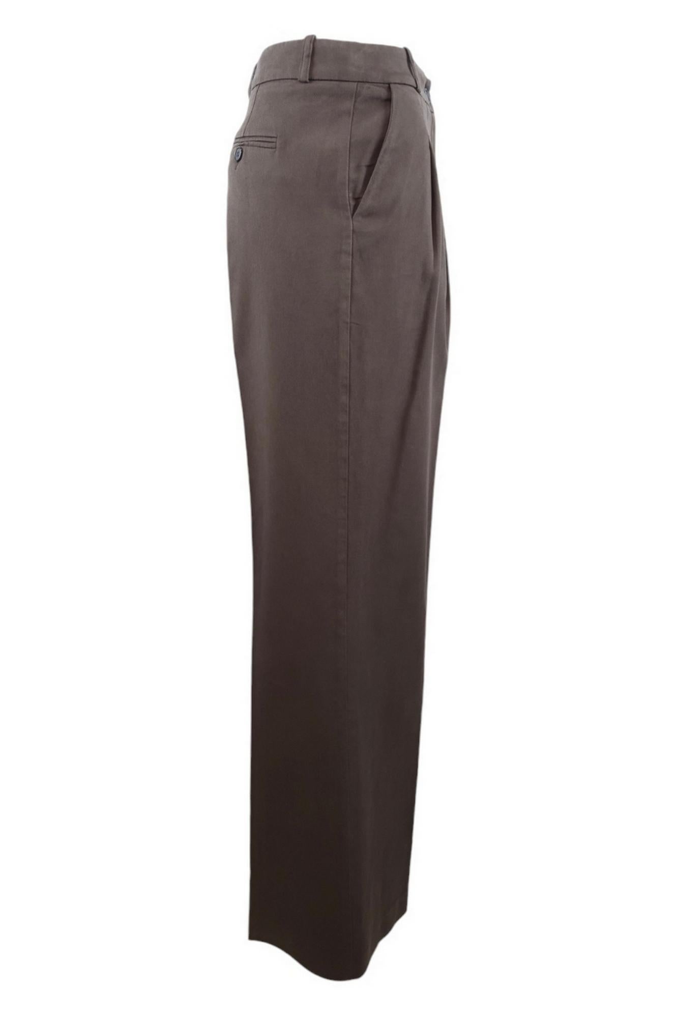 pantalone donna in drill di cotone marrone 