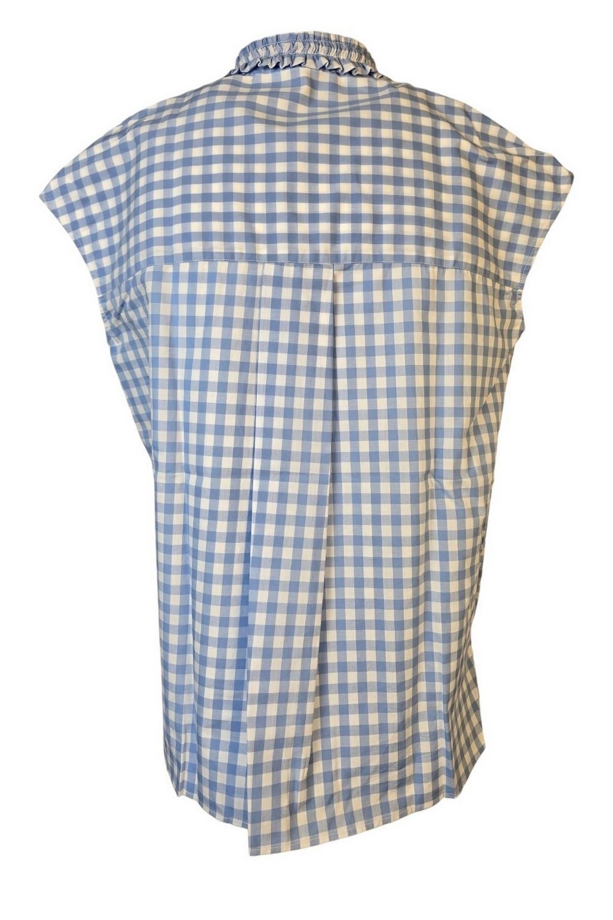 camicia donna corta a quadretti bianca e azzurra 