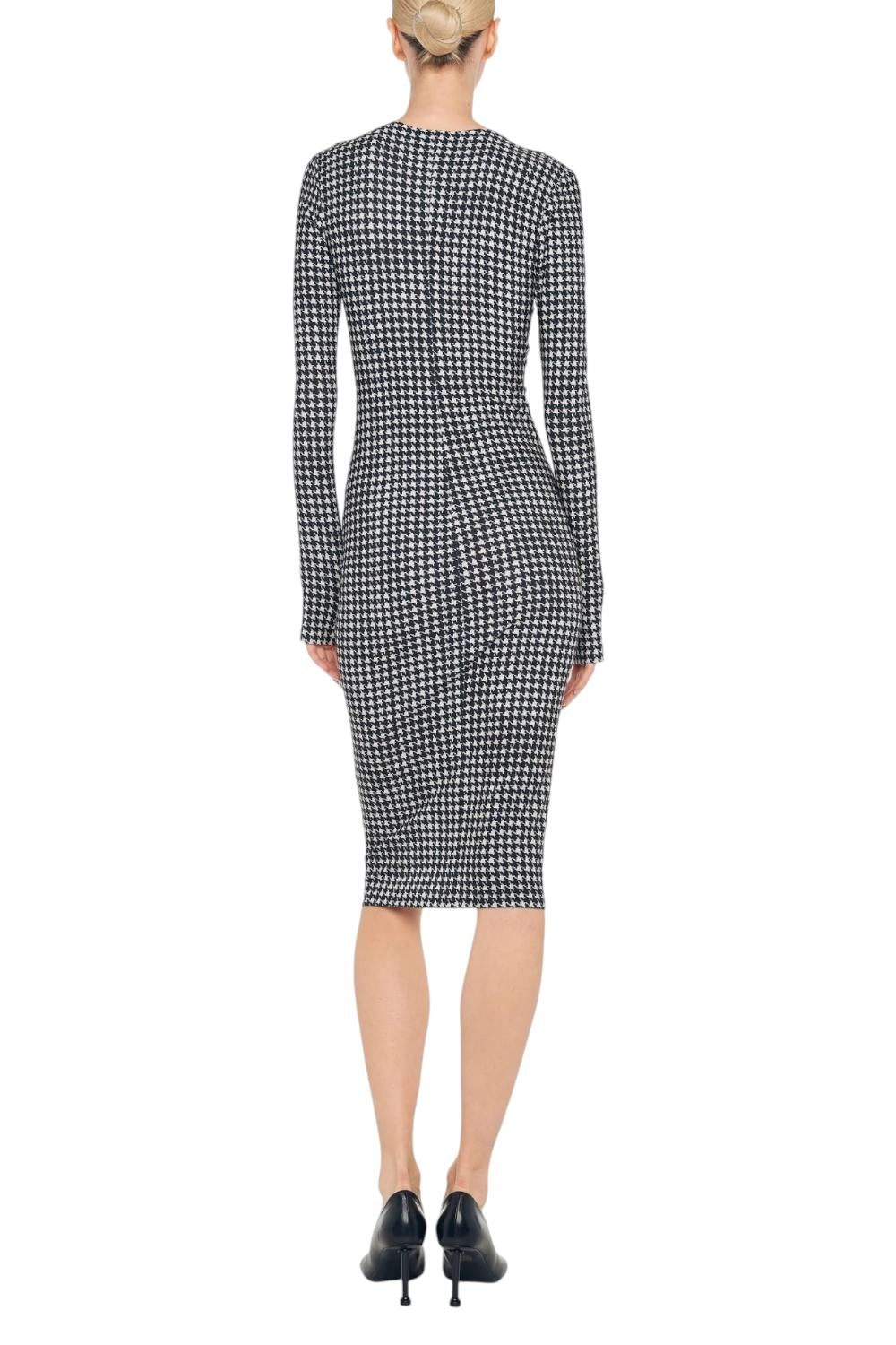 abito donna in jersey pied de poulet grigio e nero 