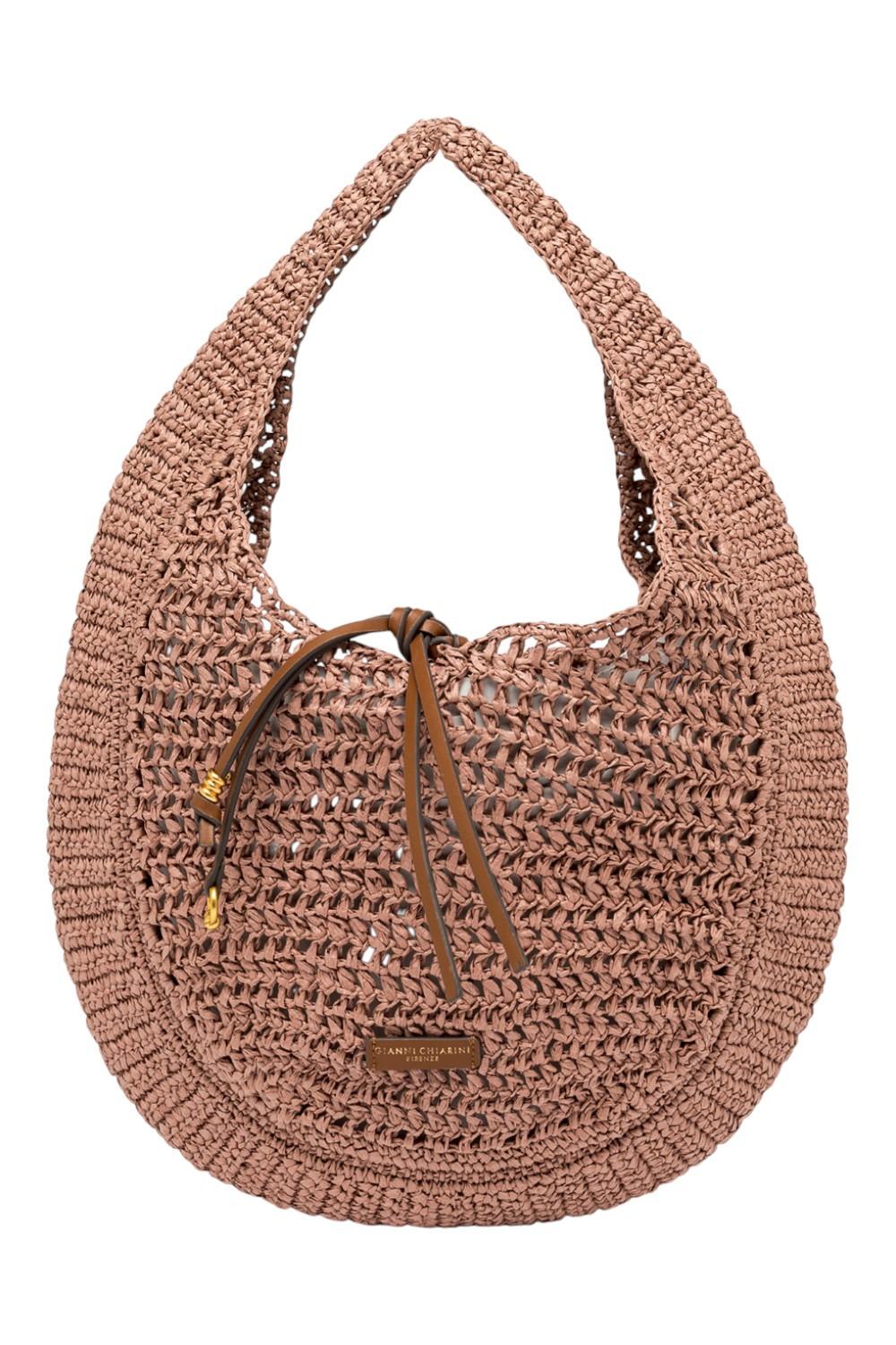 borsa donna nefeli in rafia rosa 