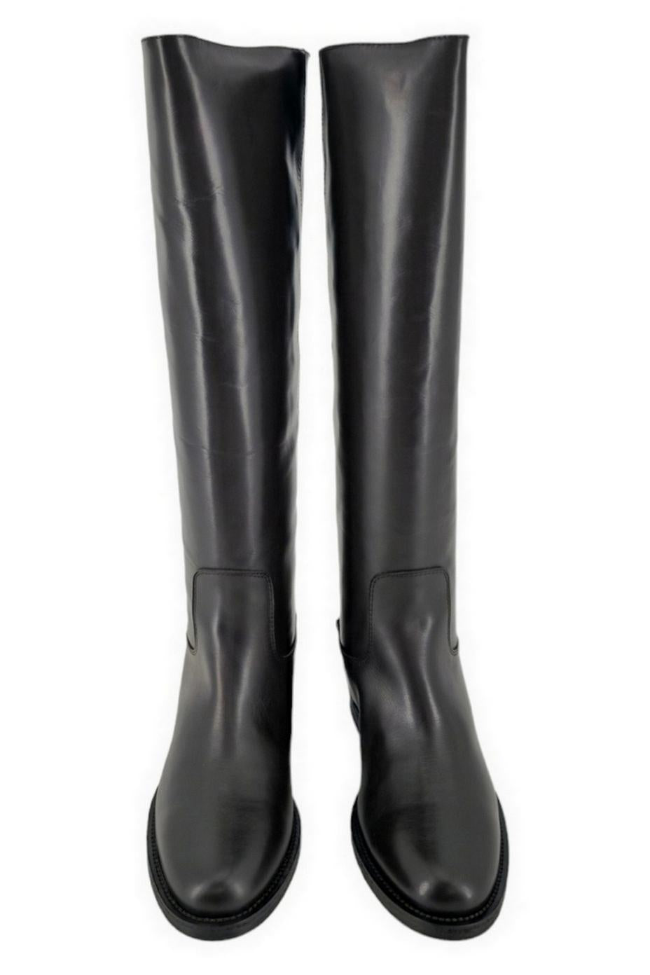 stivale donna in pelle marrone con bottoni 