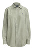 camisa mujer en lino y algodón oversize a rayas militar y blanco Ralph Lauren
