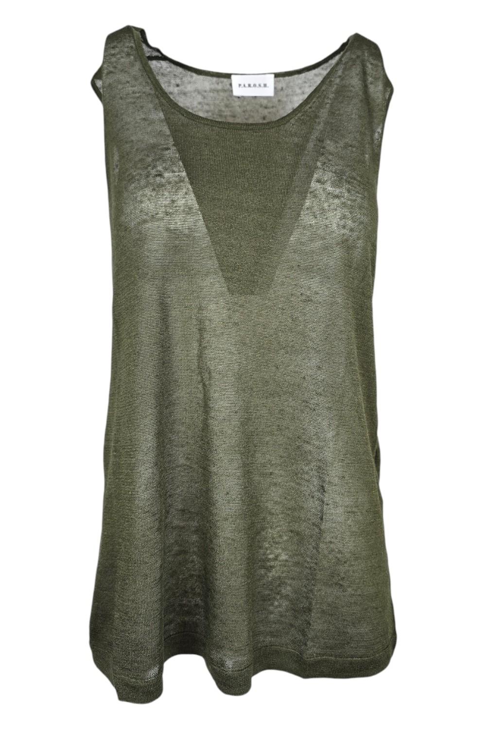 canotta donna in filo di lino militare 