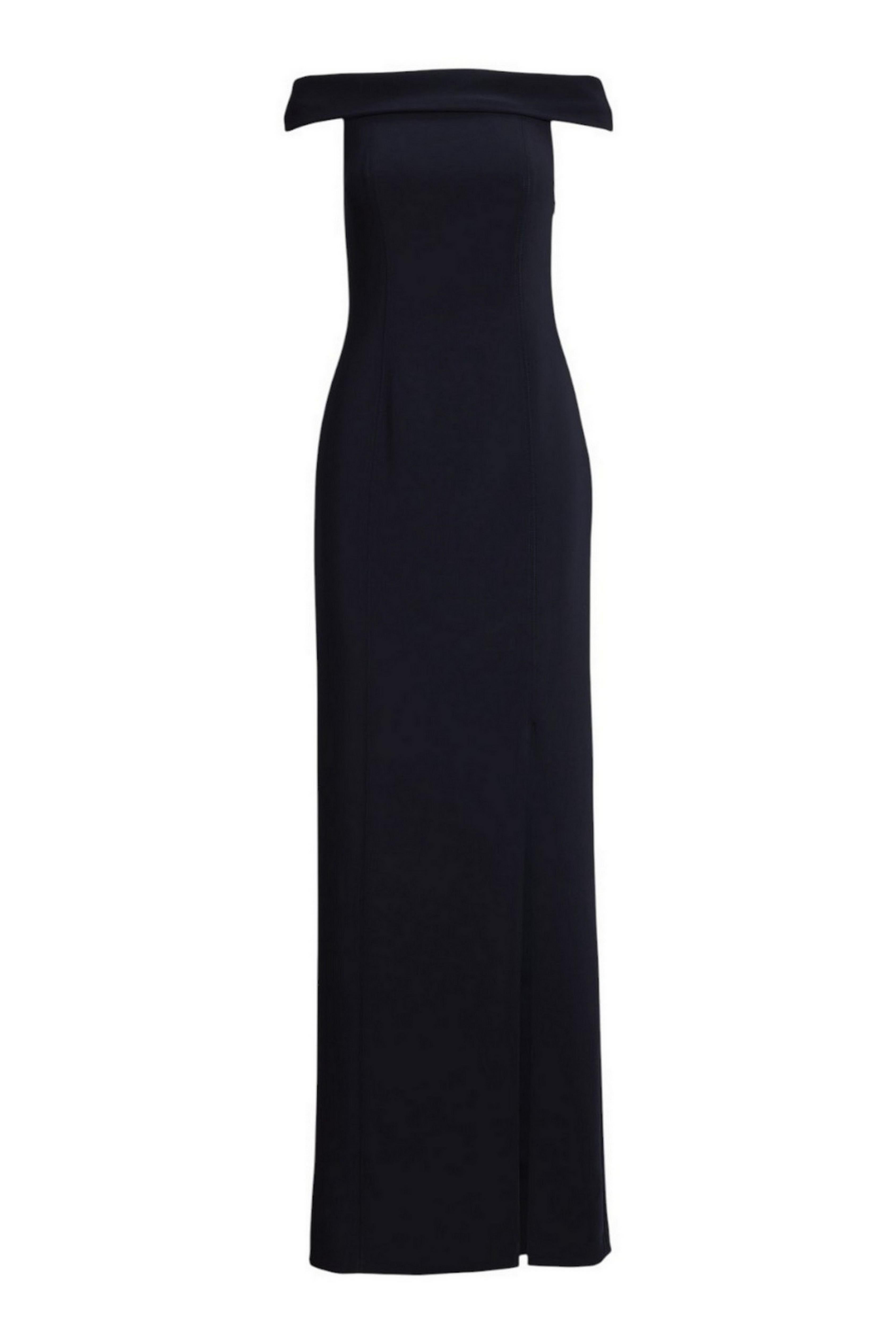 abito donna lungo con spalle scoperte blu 