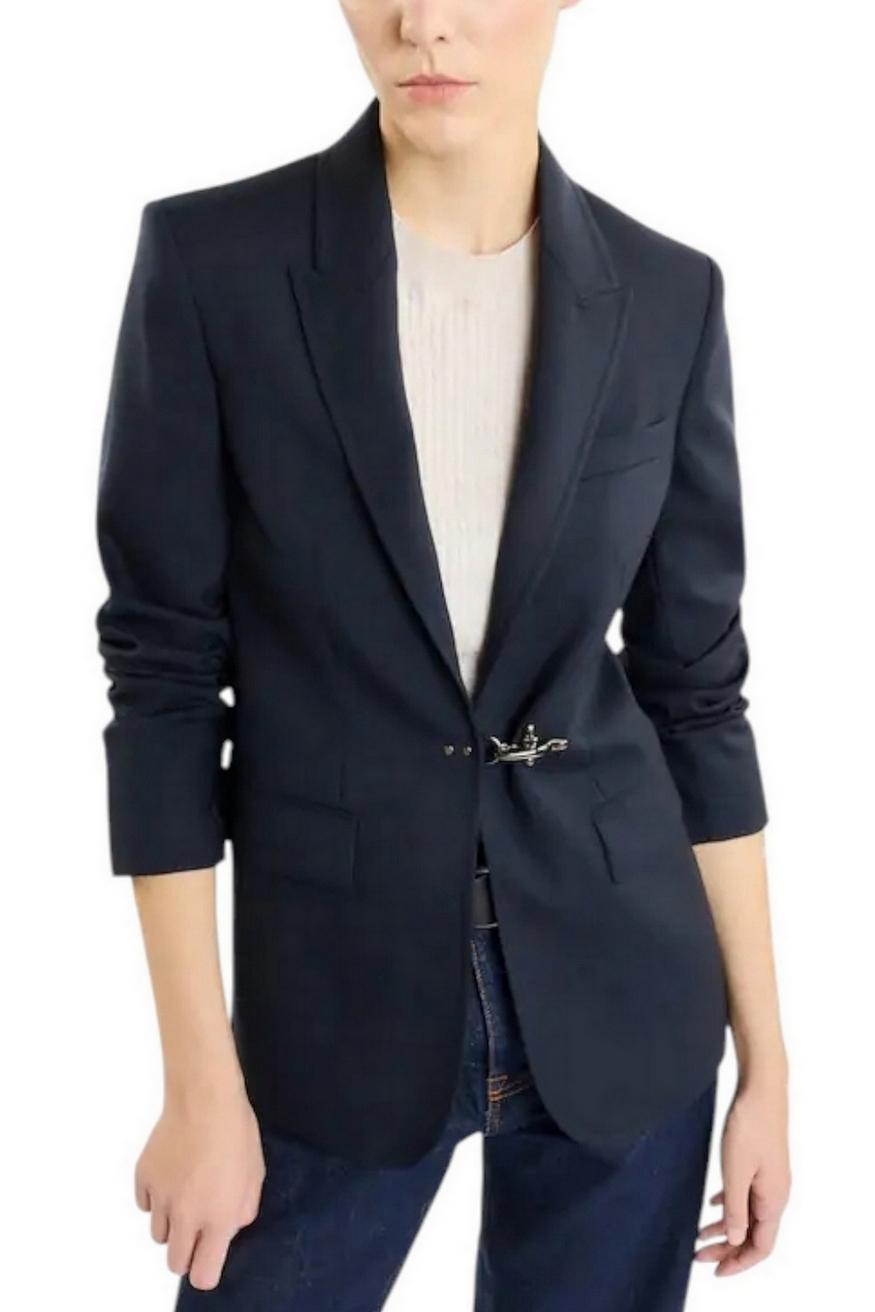 Giacca donna Monopetto in Tela di Lana blu 