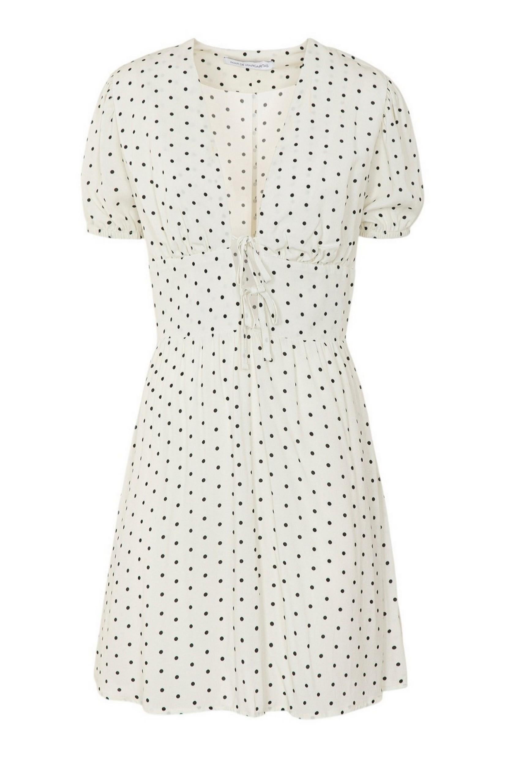 abito donna corto a pois bianco e nero 