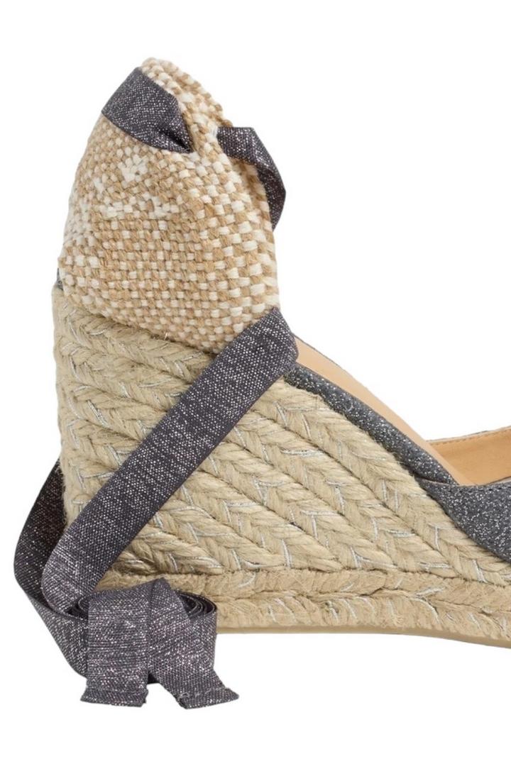 Espadrillas donna carina in lino metalizzato grigio 