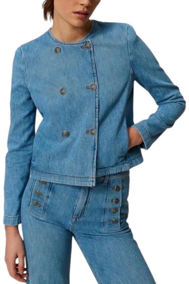 Giacca donna coreana in jeans denim chiaro 