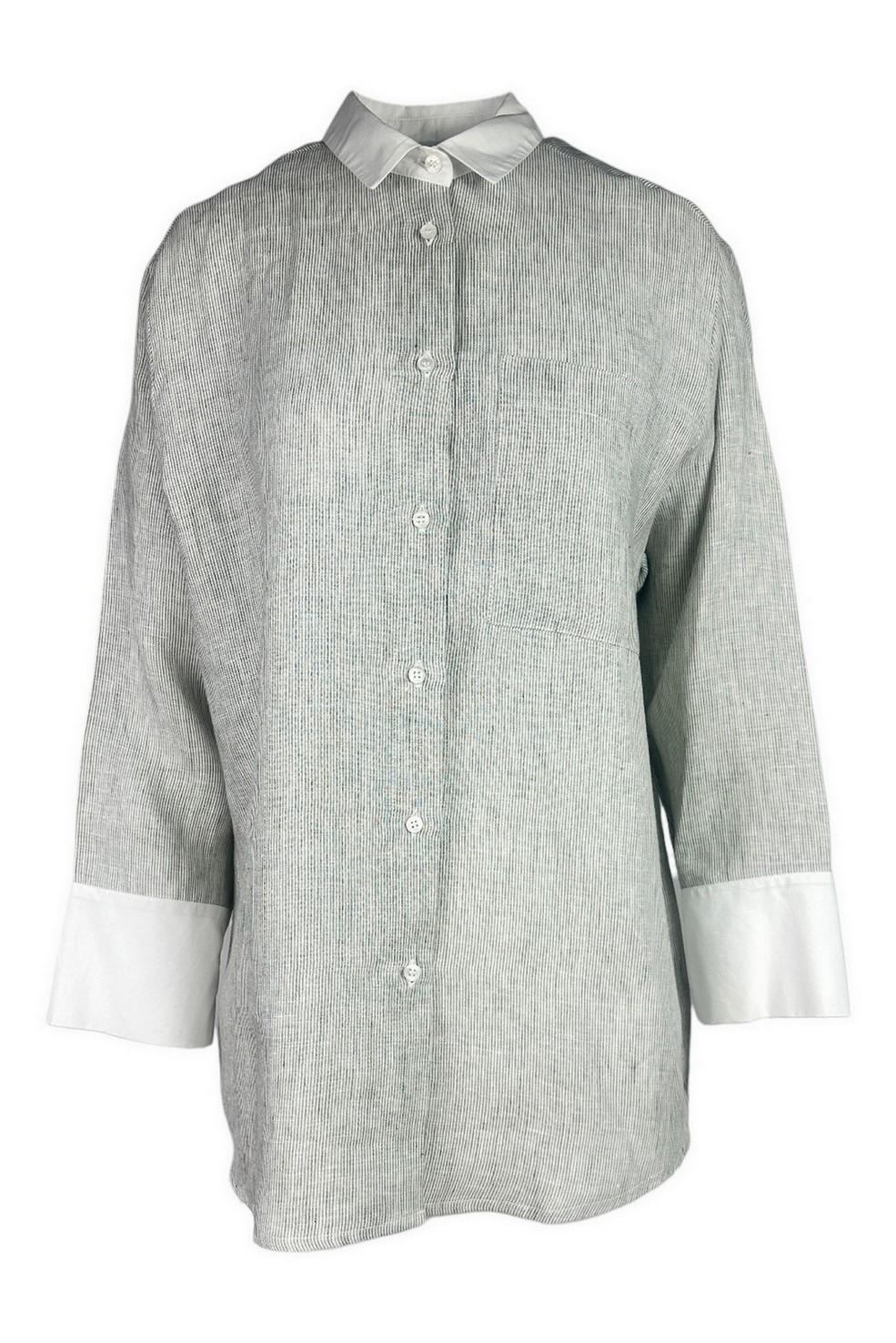 camicia donna a righe bianco e verde 