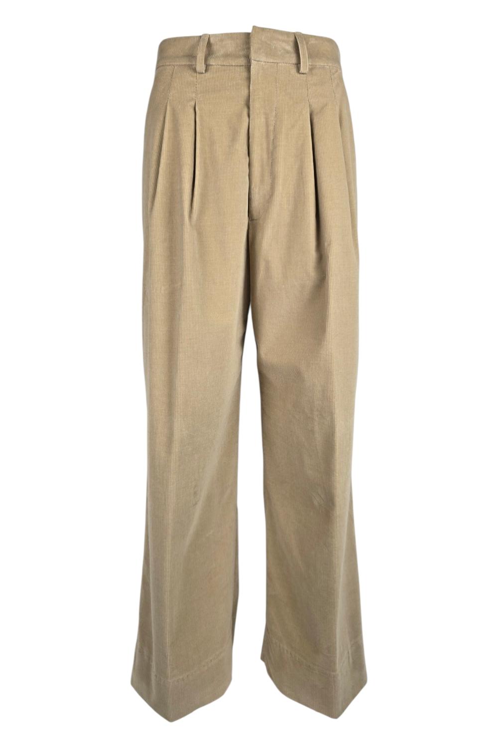 pantalone donna eloise in velluto millerighe sabbia 