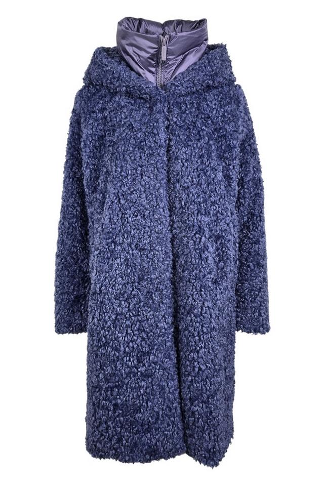ecopelliccia donna lunga blu 