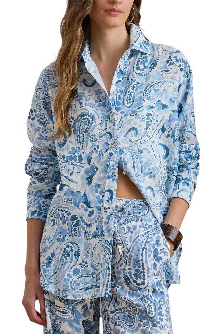 camicia donna fantasia bandana azzurro 