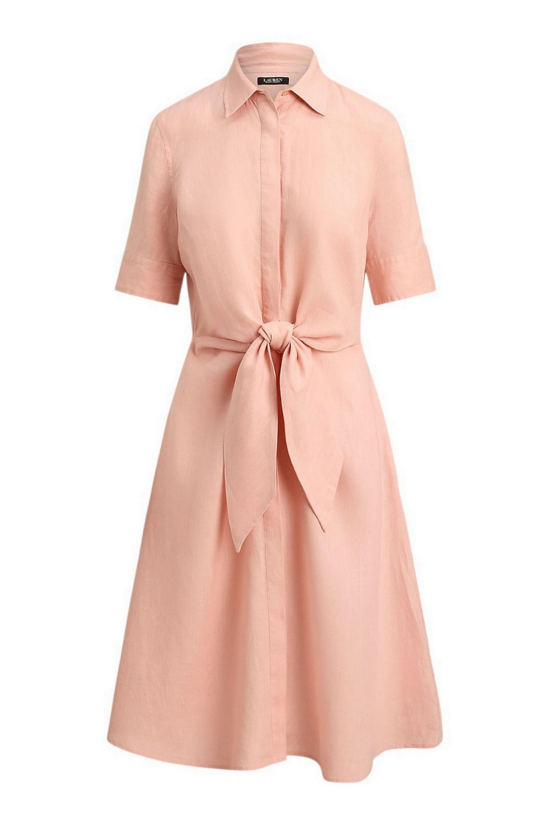 chemisier donna in lino con nodo rosa 
