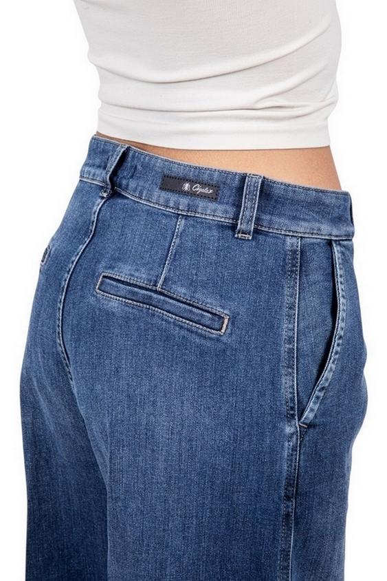 jeans donna largo con pinces 