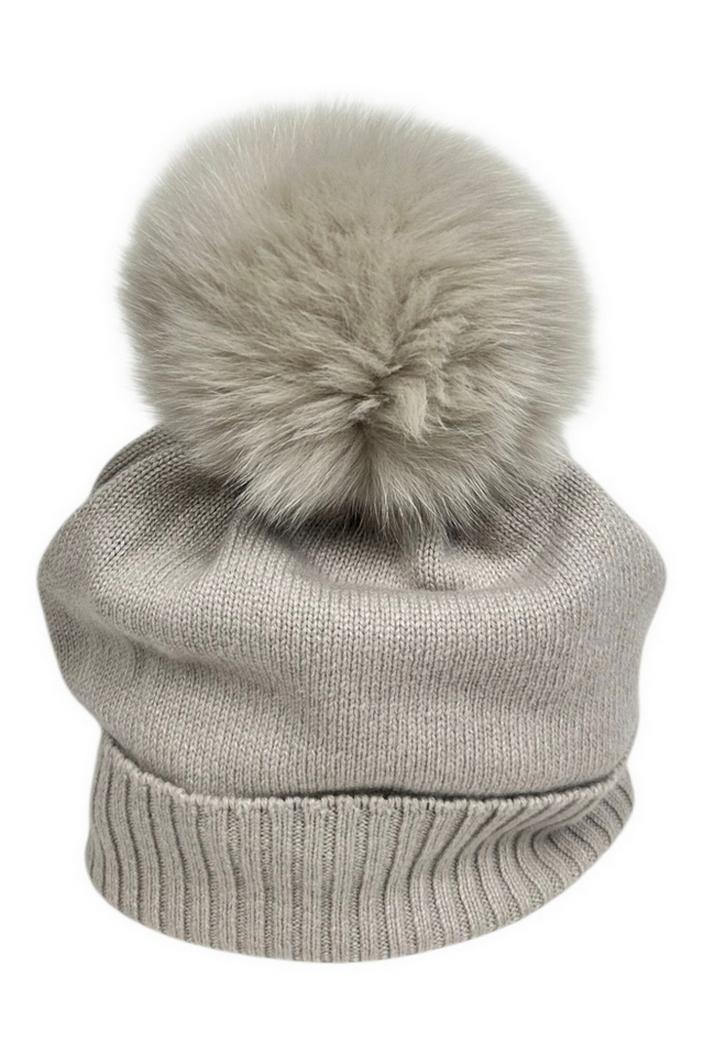 cappello donna con pon pon mastice 
