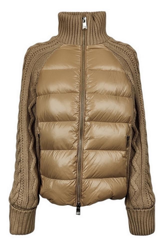 Piumino donna cammello in piuma e lana 