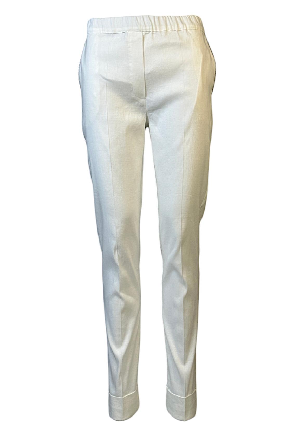 Pantalone bianco donna lino stretch 