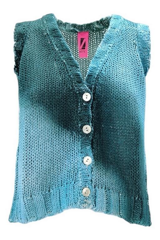 gilet donna in fettuccia vanisè turchese e verde 
