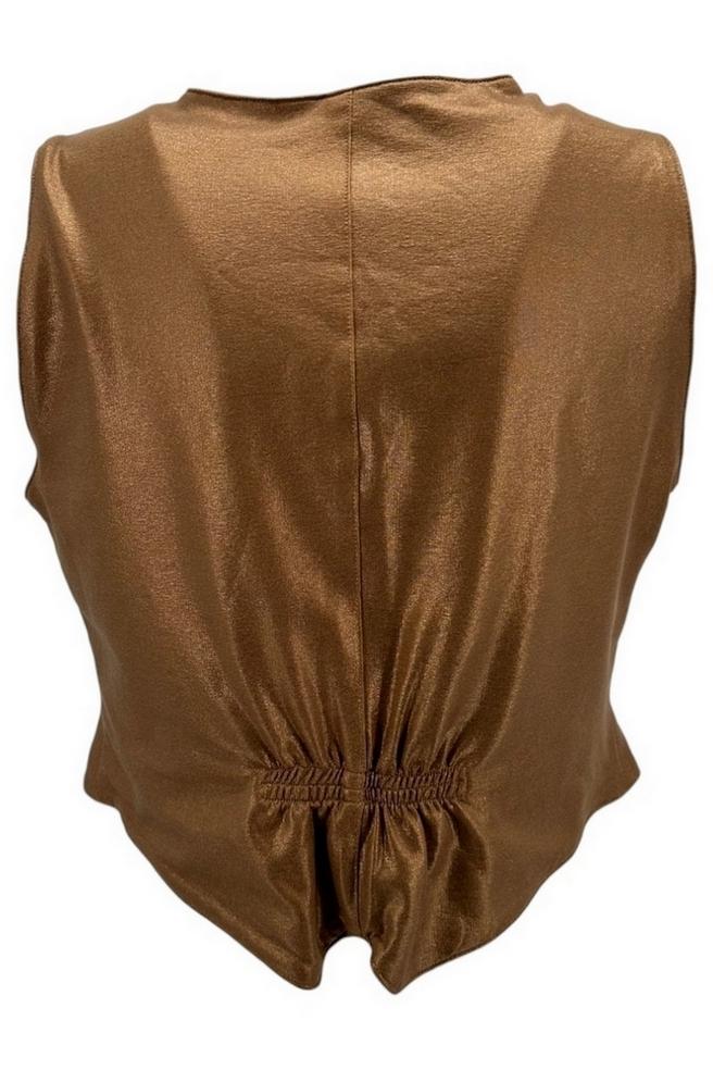 gilet donna in jersey spalmato bronzo 