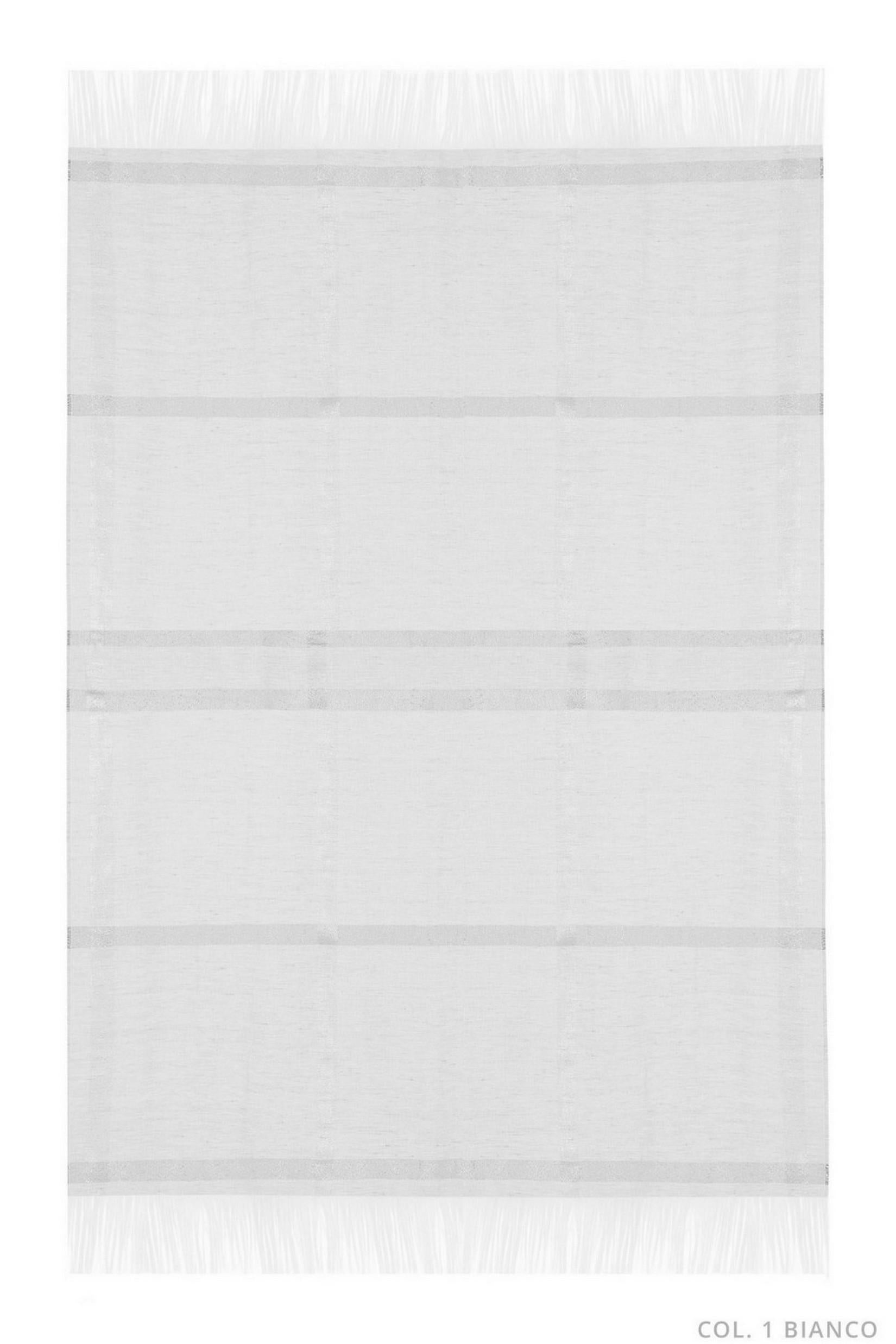 sciarpa donna in lino a righe con frange bianco 