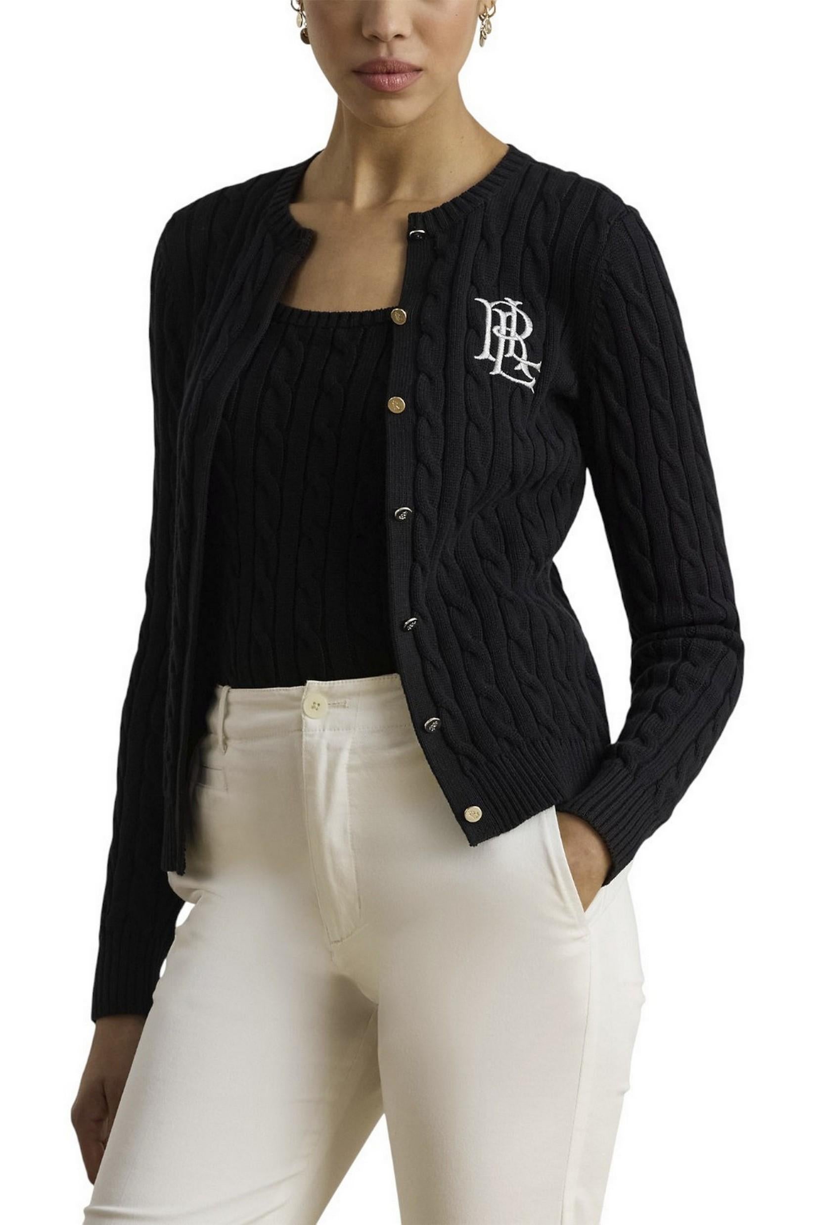 cardigan donna a trecce nero 