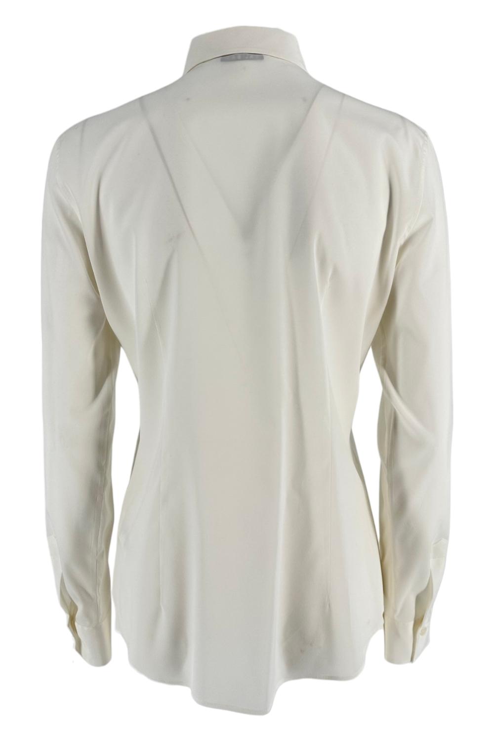 Camicia donna modello uomo in seta bianca 
