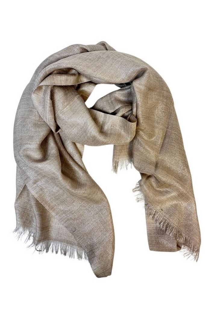 sciarpa donna in lurex beige 