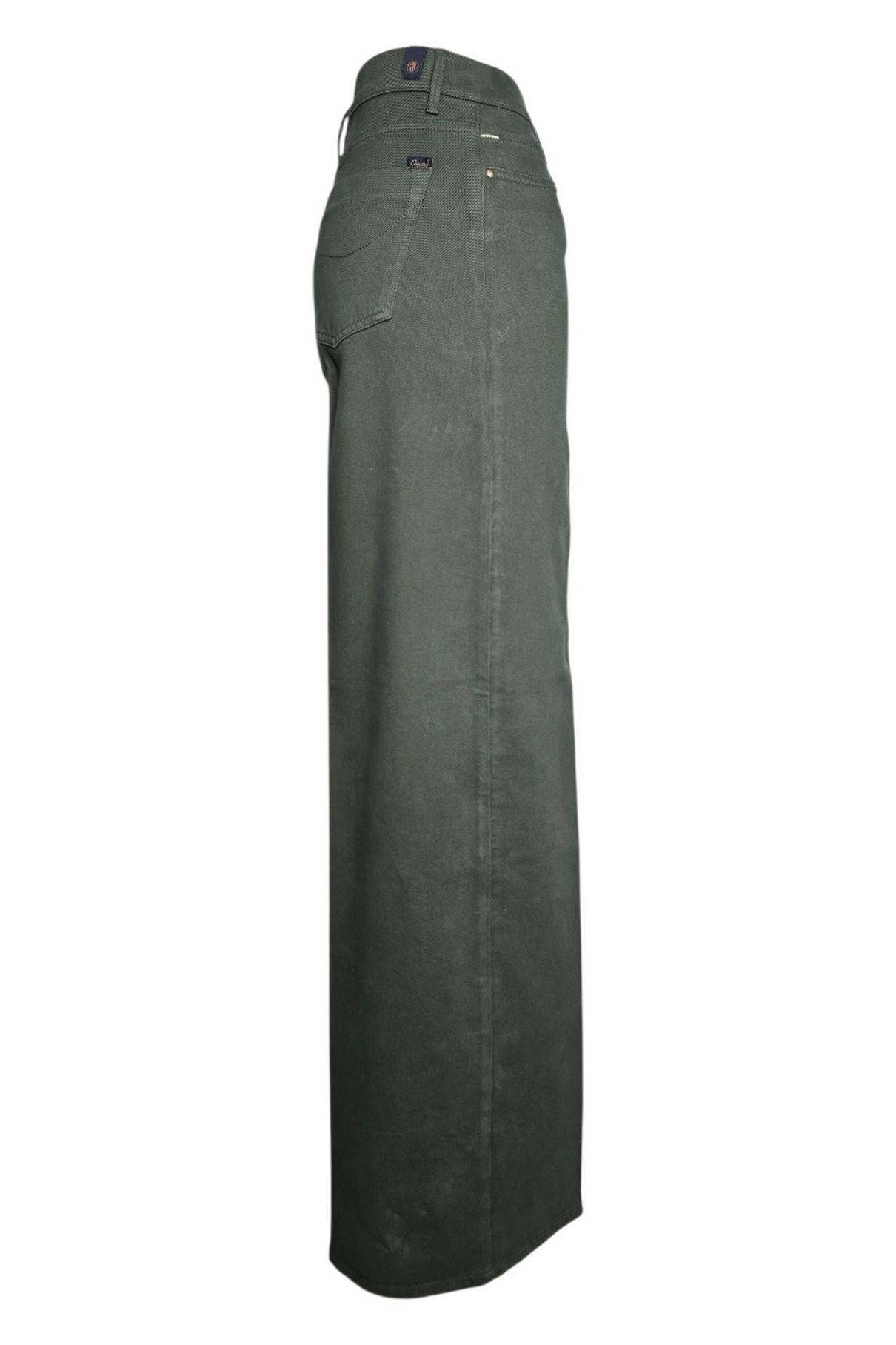 pantalone donna largo in gabardina di cotone militare 