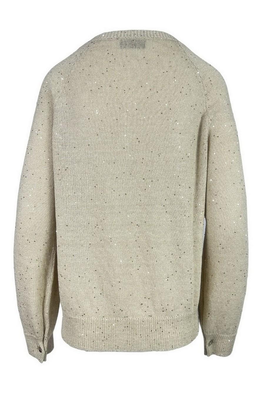 cardigan donna con paillettes sabbia 
