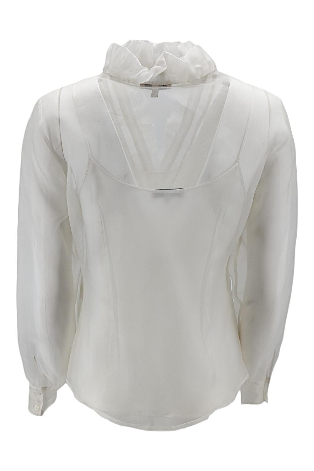 Camicia donna bianco con ruches 