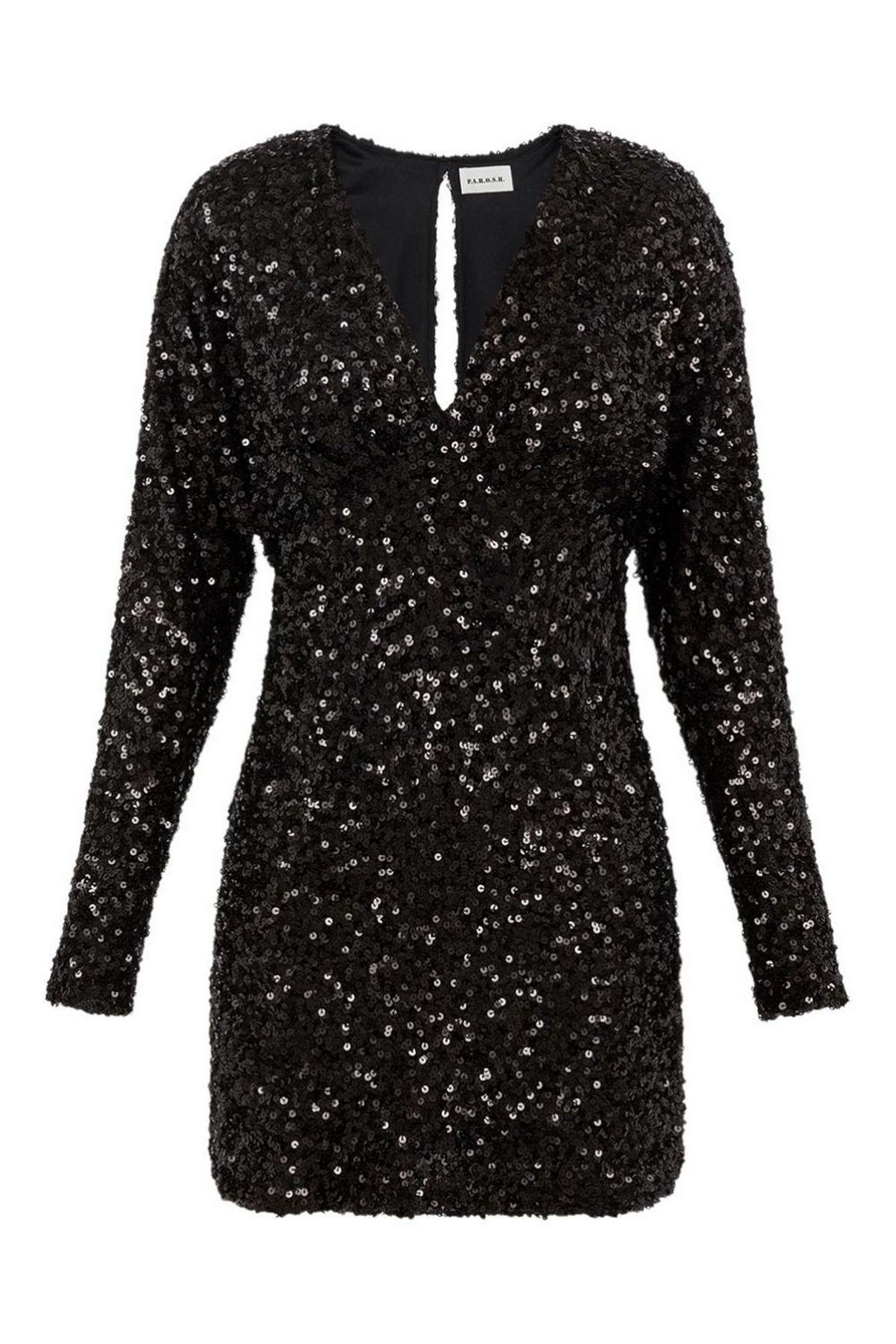 Abito donna nero in paillettes mini 