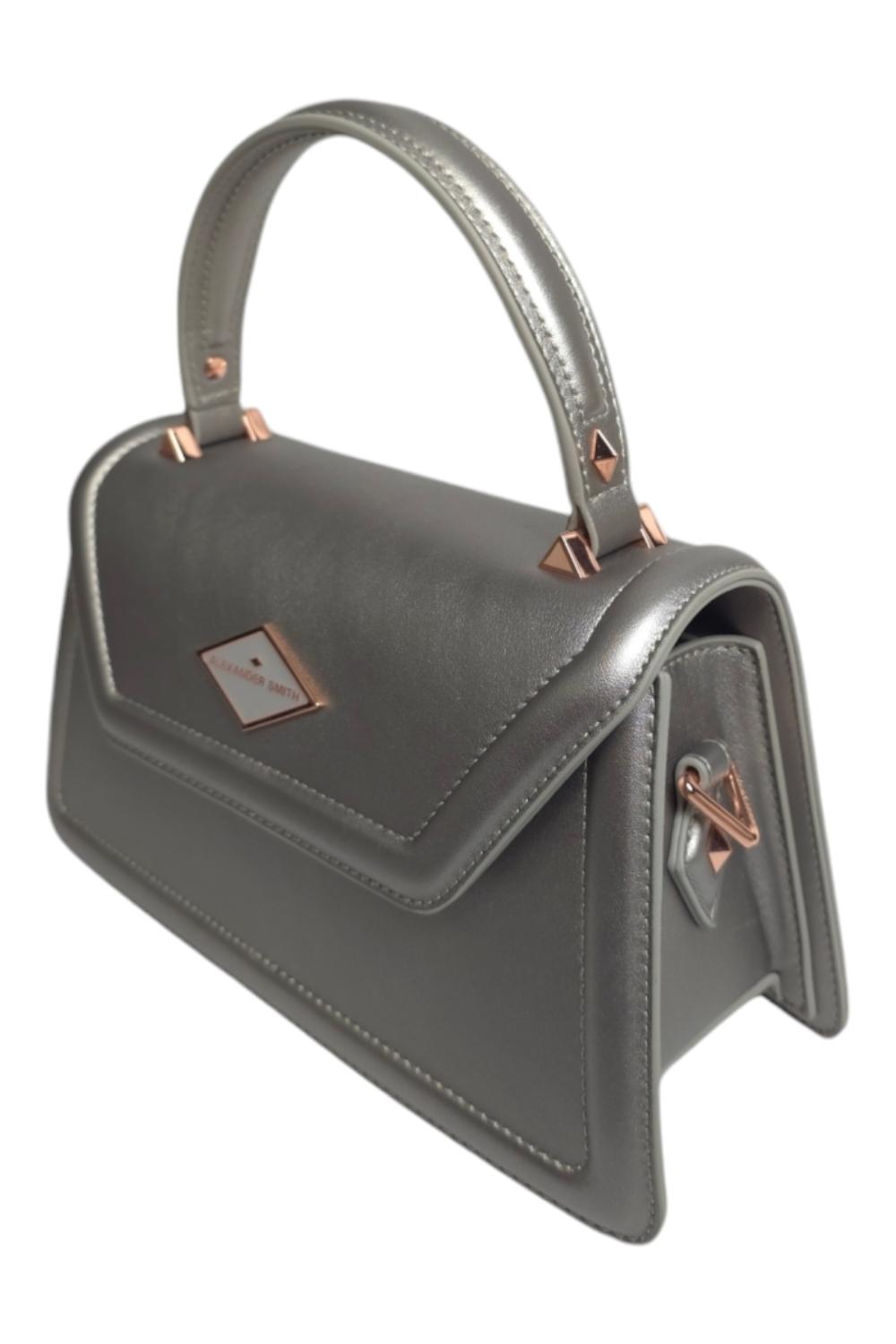 borsa donna elisabeth medium in ecopelle perlata grigio 