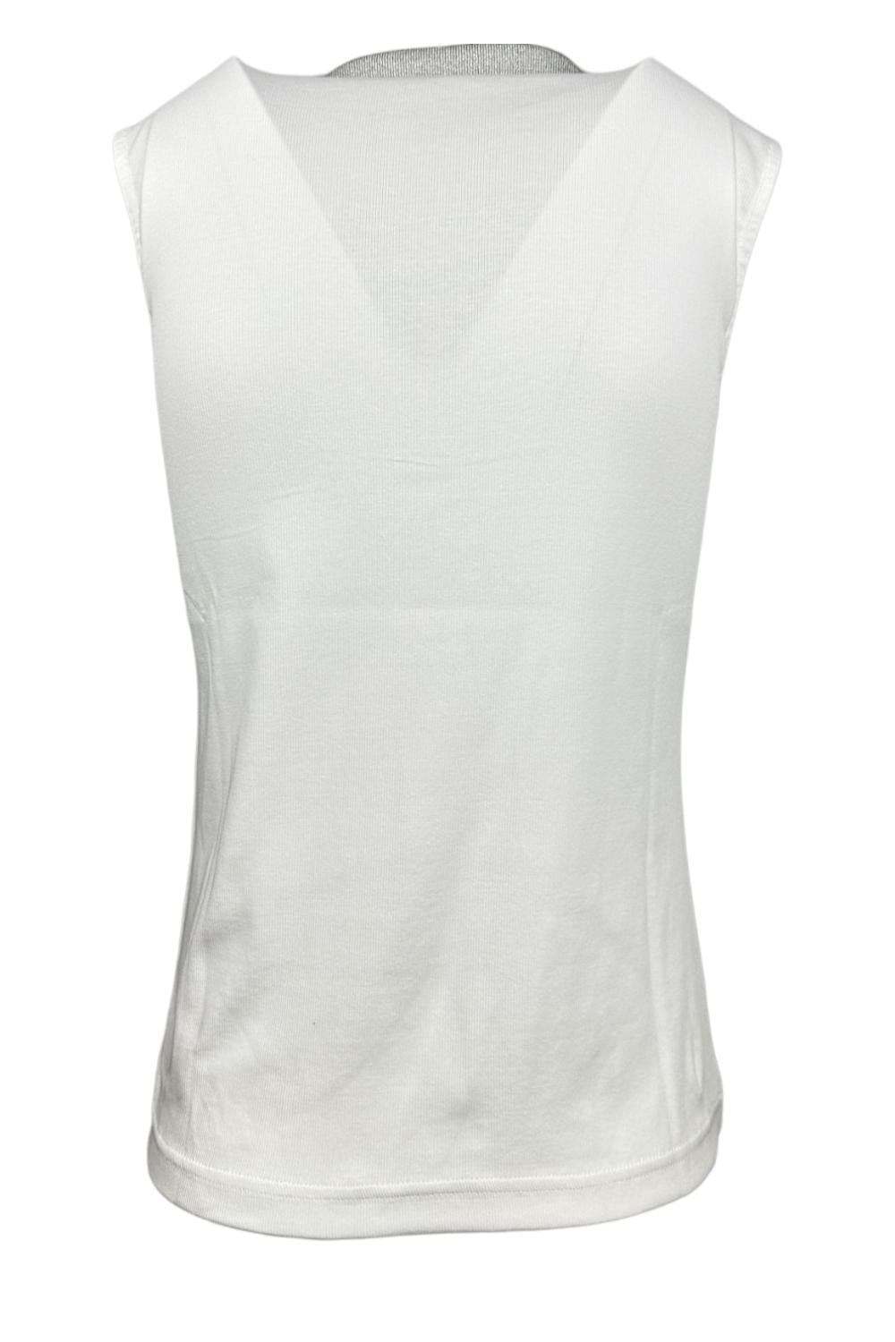 polo donna senza maniche bianco e argento 