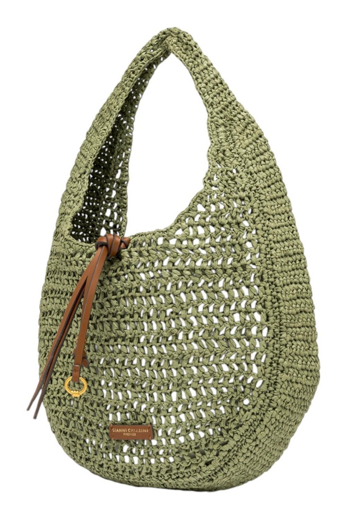 borsa donna nefeli in rafia verde 