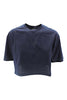 camiseta cropped de mujer con strass azul Dondup