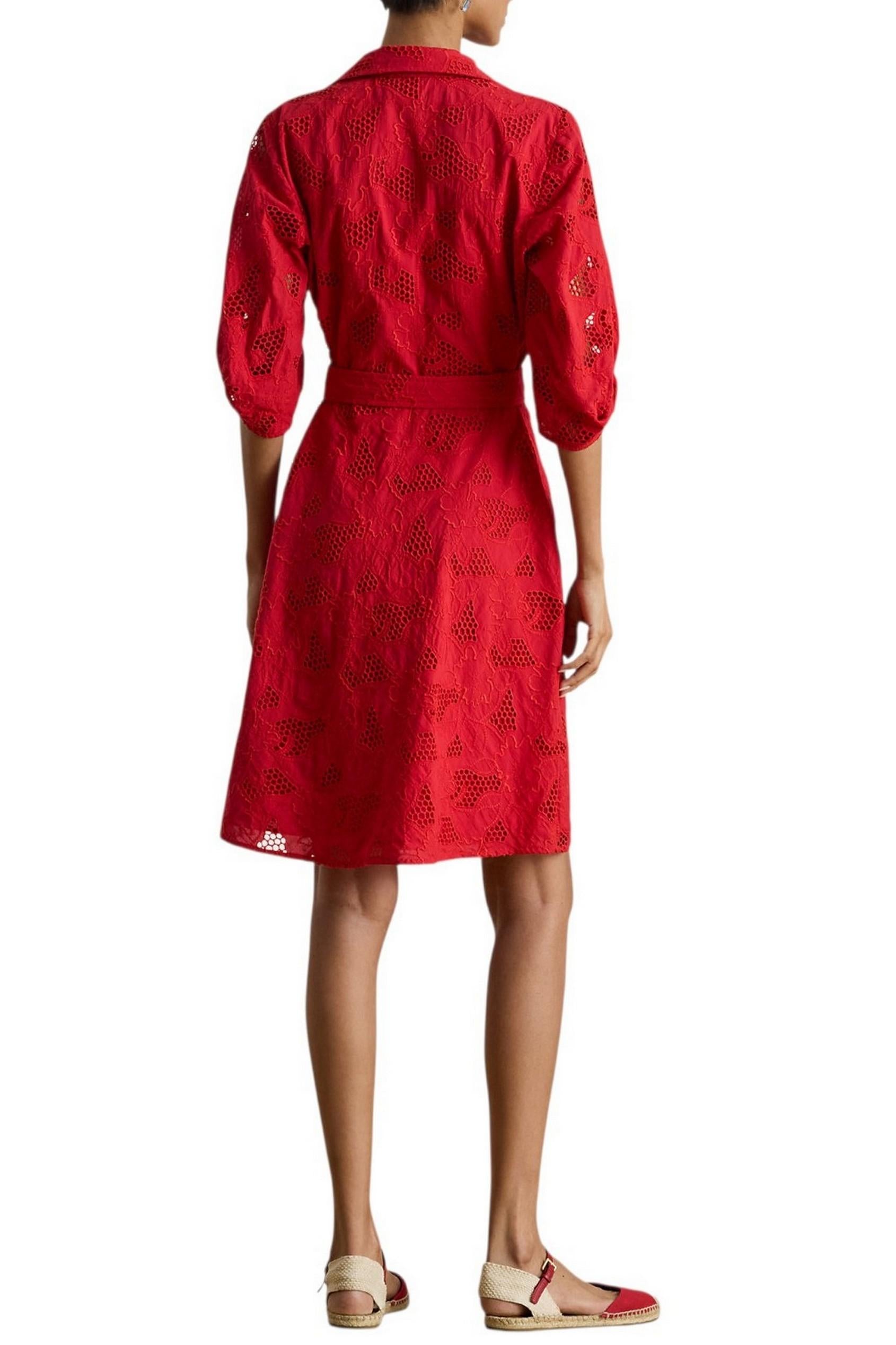 abito donna corto in sangallo rosso 