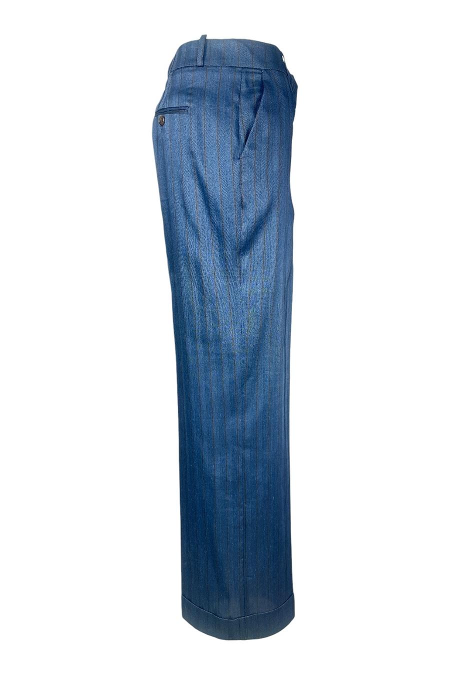 pantalone donna gessato aviazione e marrone 