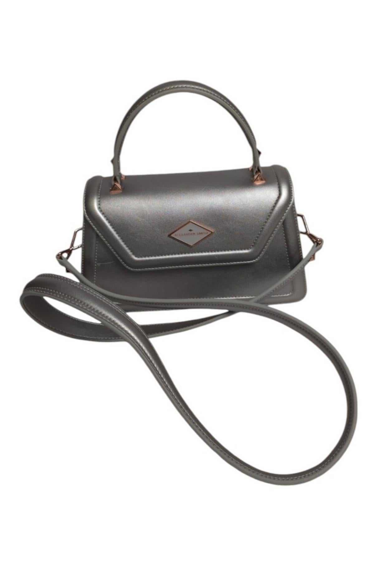 borsa donna elisabeth medium in ecopelle perlata grigio 