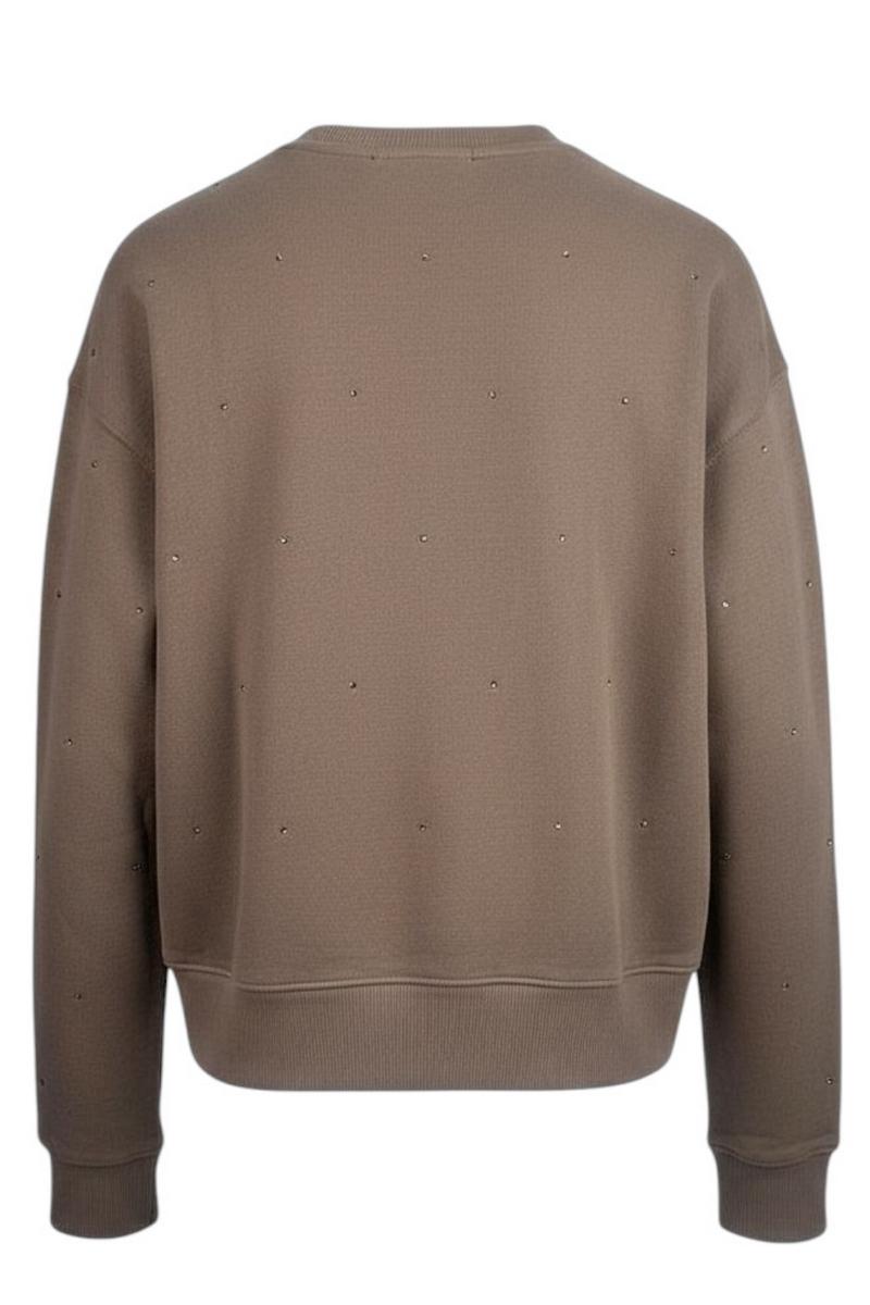 felpa donna marrone con strass 