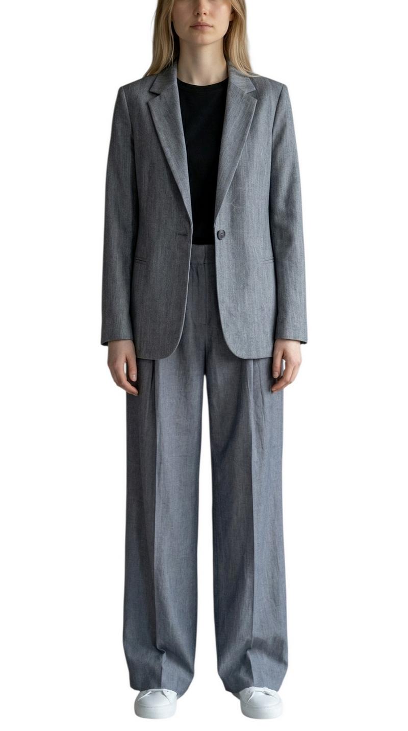 giacca donna over in denim grigio 