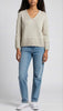 Gran Sasso women's cotton V-neck with beige embellished trim