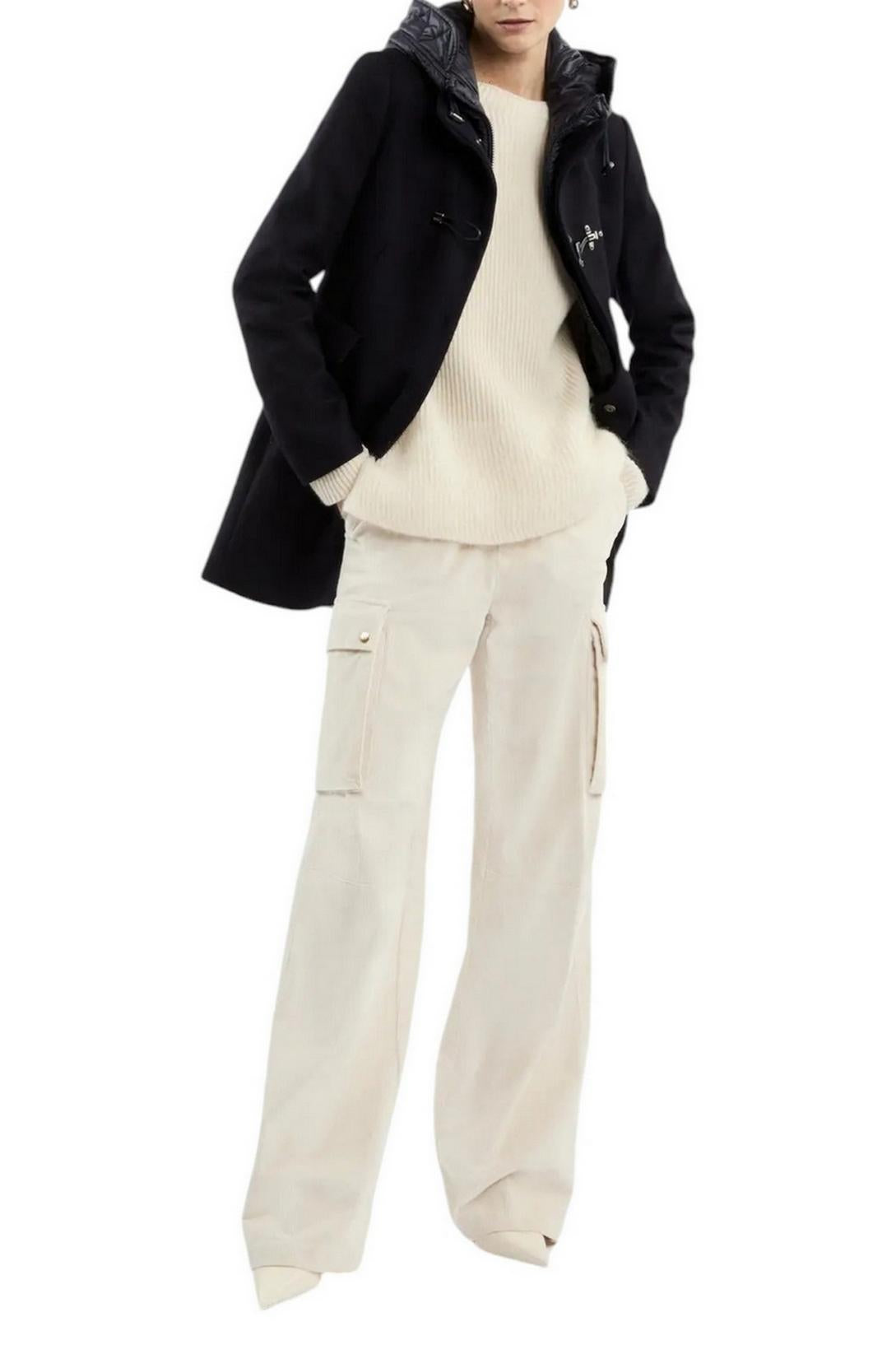 cappotto donna toggle coat blu in panno misto lana 