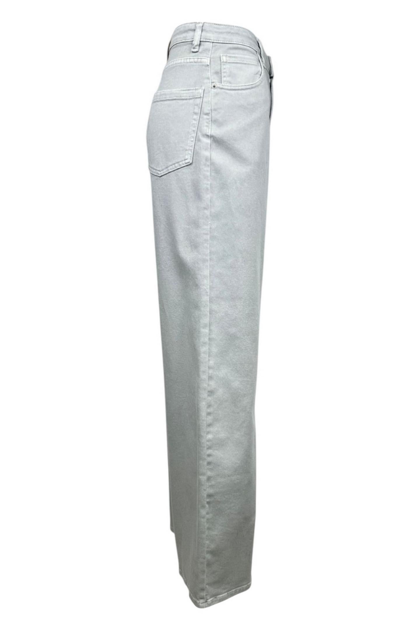 pantalone donna largo in bull denim grigio 