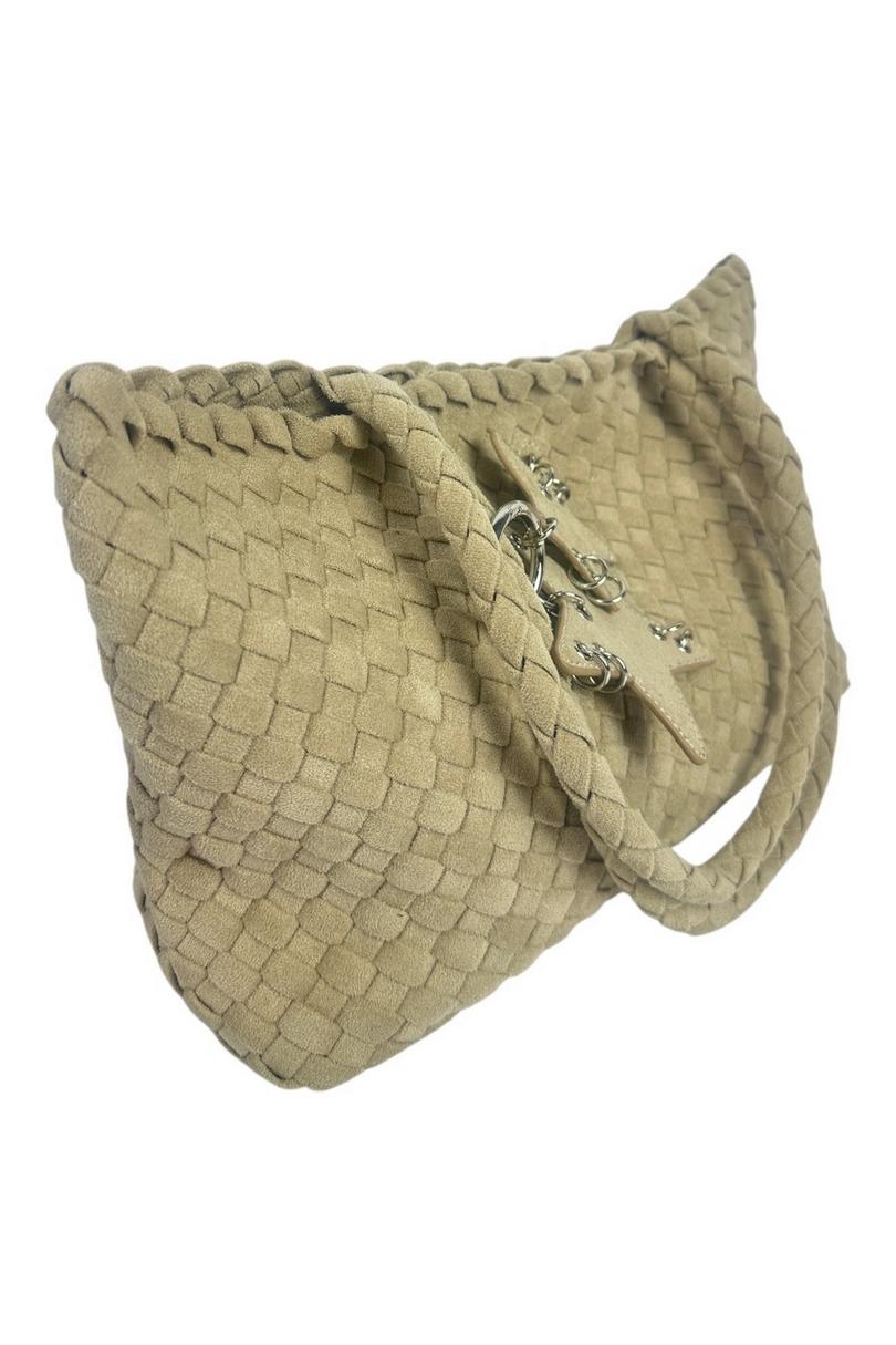 shopping donna in eco-daino intrecciato sabbia 