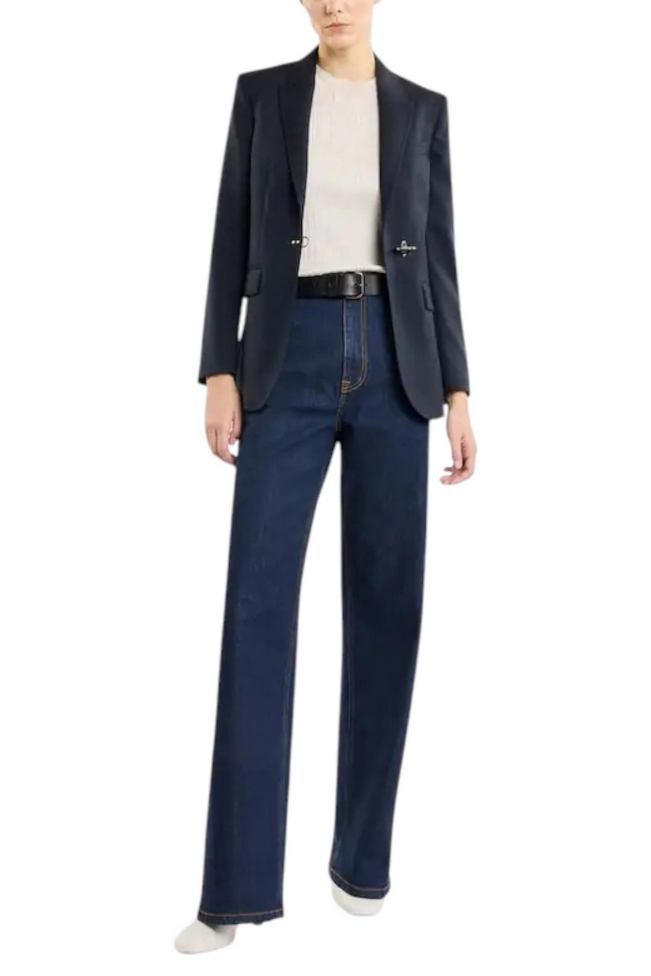 Giacca donna Monopetto in Tela di Lana blu 